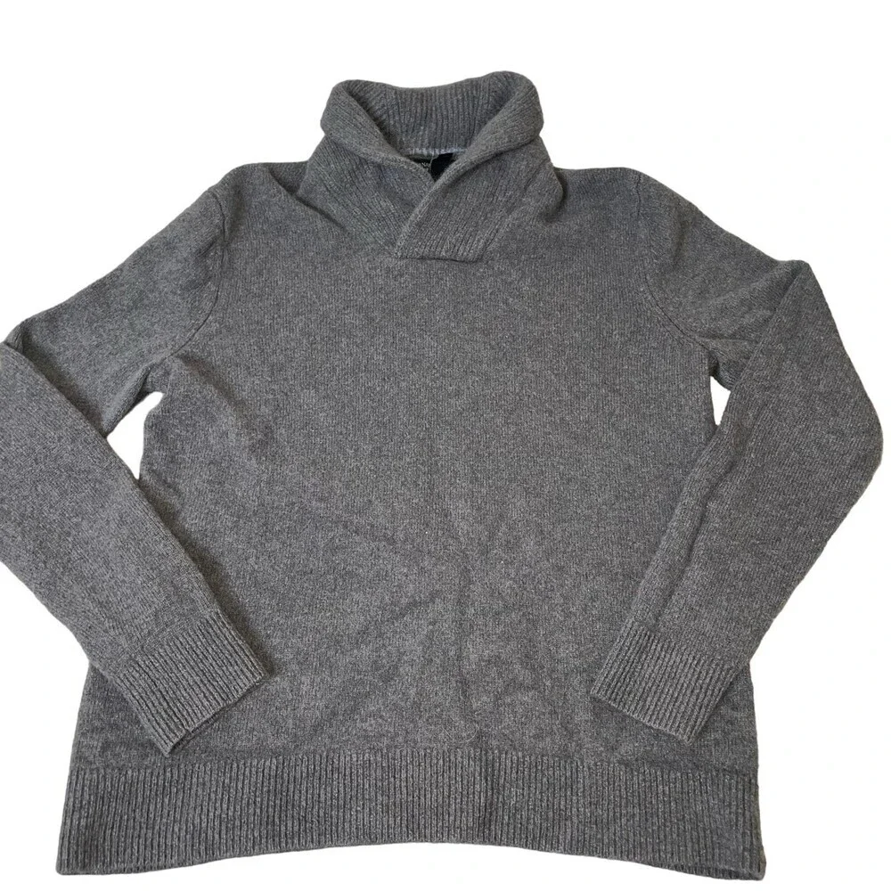 Banana Republic sweater gray Italian yarn cowl neck soft knit men's pullover MD